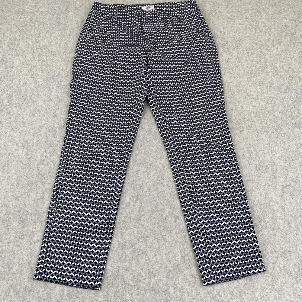 Merona Pants Womens 2 (28x26) Blue Geometric Chino Twill Straight Ankle Stretch